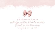 Geboortekaartje vintage waterverf roze strikje 2