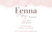 Geboortekaartje vintage waterverf roze strikje 3