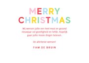 Gekleurde kerstkaart Merry and Bright in opvallende letters 3