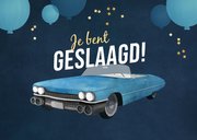 Geslaagd autorijbewijs felicitatiekaart oldtimer auto ballon 2