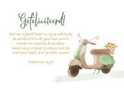 Geslaagd bromfiets scooter illustratie rijbewijs gehaald 3
