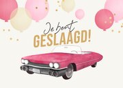 Geslaagd rijbewijs oldtimer pink ballonnen you did it 2