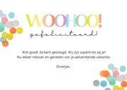 Geslaagdkaart met vrolijke regenboog letters 3