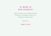 Grappig kerstkaart met afkorting vrokefe in groen en roze 3