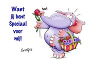 Grappige sterkte kaart knuffel met koe en olifant 3