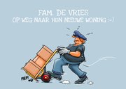 Grappige verhuiskaart met mannetjes die meubels dragen 2