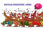 Grappige verjaardagskaart met 6 beren die plezier maken 2