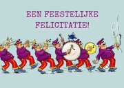 Grappige verjaardagskaart met de fanfare voor de jarige 2