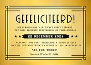 Grappige zakelijke uitnodiging kerstborrel VIP-ticket goud 3