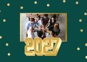 Groene glitter kerstkaart met grote 2027 zakelijk 2