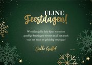 Groene kerstkaart sneeuwvlokken sterren Fijne Feestdagen  3