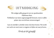 Halloweenfeest uitnodiging ticket skelethand goud 3
