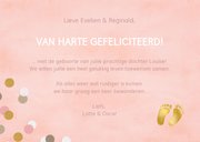 Hippe felicitatiekaart geboorte meisje roze met confetti 3