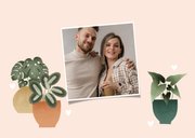 Hippe felicitatiekaart new home met plantjes en hartjes 2