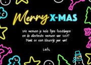 Hippe retro jaren 80 neon kerstkaart met eigen foto  3