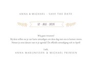 Hippe Save the Date kaart met eigen foto en witte letters 3
