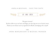 Hippe Save the Date kaart met eigen foto en witte letters 3