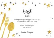 Hippe uitnodiging (kerst) diner goud sterren en bestek 3