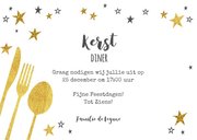 Hippe uitnodiging (kerst) diner goud sterren en bestek 3