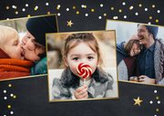 Hippe zwarte kerstkaart met folieballon 2026 2