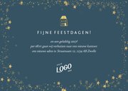 Kerst-verhuiskaart bedrijf met foto en gouden pand 3