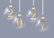 Kerstkaart 2027 blauwe dennentakken 2
