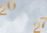 Kerstkaart 2027 goud getal met blauwe verf 2
