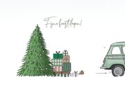 Kerstkaart auto met kerstboom 3
