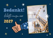 Kerstkaart bedankt klusbedrijf duim sterren foto 2