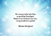Kerstkaart blauwe kerstbal in licht 2027 3