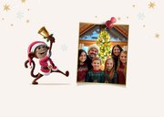 Kerstkaart diertjes jaartal als pakjes op weg naar kerstboom 2