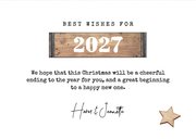 Kerstkaart engels hout industrieel label foto lampjes 3