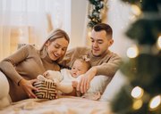 Kerstkaart foto goud confetti hartje fijne kerstdagen 2025 2