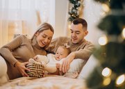 Kerstkaart foto goud confetti hartje fijne kerstdagen 2027 2