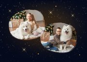 Kerstkaart foto kerst hond Samojeed puppy winter lampjes 2