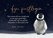 Kerstkaart foto pinguïn winter sneeuw sterren feestdagen 3