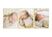 Kerstkaart fotocollage baby klassieke gouden typografie 2