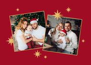 Kerstkaart fotocollage fijne feestdagen gouden sterren rood 2