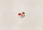 Kerstkaart fotocollage kabouters paddestoelen Achterkant