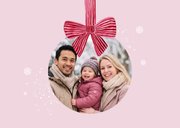 Kerstkaart fotocollage strik roze rood sneeuw hip 2