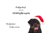 Kerstkaart hond Rottweiler met kerstmuts van de kerstman 3