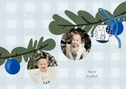 Kerstkaart kerstboom kerstballen blauwe strikken fijne kerst 2