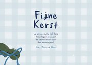 Kerstkaart kerstboom kerstballen blauwe strikken fijne kerst 3