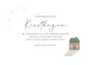 Kerstkaart kerstdorp en sneeuw 3