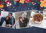 Kerstkaart liggend met eigen foto en kerstillustraties kader 2