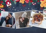 Kerstkaart liggend met eigen foto en kerstillustraties kader 2