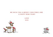 Kerstkaart met dieren met kerstmuts en nieuw jaar 3