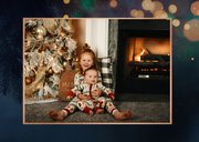 Kerstkaart met eigen foto - donkerblauw met lampjes 2