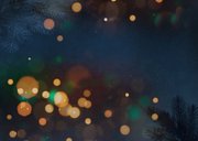 Kerstkaart met eigen foto - donkerblauw met lampjes Achterkant