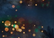 Kerstkaart met eigen foto - donkerblauw met lampjes Achterkant